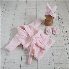 spa bathrobe set pink