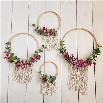 boho floral hoops- set of 4